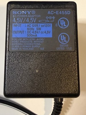 Genuine OEM Sony AC-E455D 4.5v 500mA AC Power Adapter Walkman MiniDisc Discman