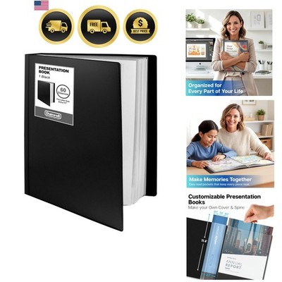 Presentation Binder 60-Pocket, Displays 120 Pages, 8.5x11 Portfolio Binder wi...