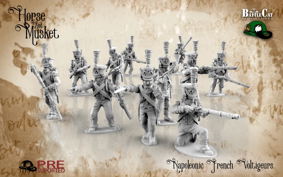 PIANO MINIATURES 28mm Napoleonic 1812 - French Voltigeurs - 24 figures from War Bear Studios