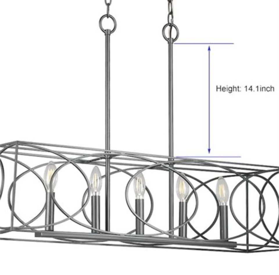 Lámpara colgante Allen + Roth Providence de 5 luces negra mate Foto 2 de 4