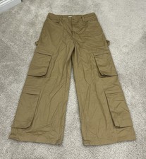 Baggy Y2K Style Hip Hop Beige Neutral Cargo Pants Streetwear Size 36