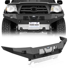For 2005-2011 Toyota Tacoma Front Bumper Wskid Plate Led Lights Steel Black