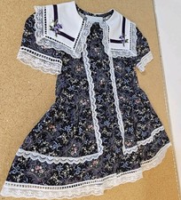 Vintage Gunne Sax Jessica McClintock Girls 4 / 5 Dress Floral Lace Velvet Collar