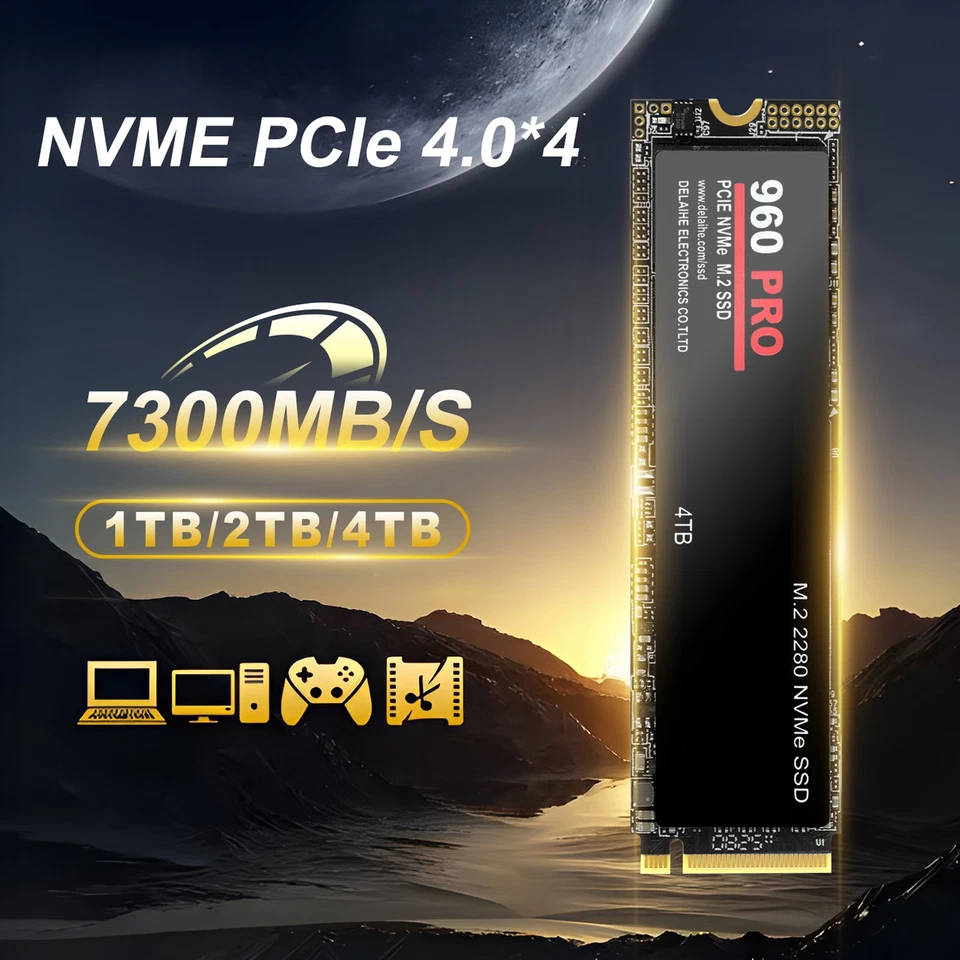 960 PRO 1TB 2TB 4TB Gaming SSD für PCIe Gen 4.0 M.2 NVMe Interne Festplatte - Bild 2 von 4