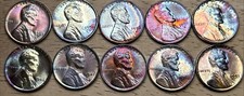 Lincoln Wheat Cent Lot 10ct Aubu Brilliant Toning 1940-1950s Pds Lot13 Lincoln Wheat Cent Lot 10ct Aubu Brilliant Toning 1940-1950s Pds Lot13