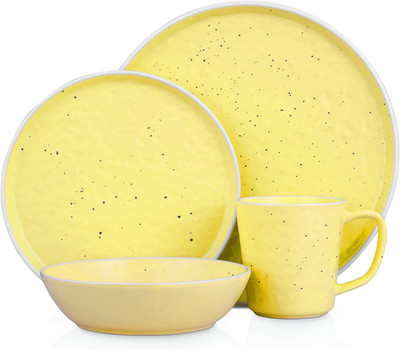 Elena 16-Piece Yellow Stoneware Dinnerware Set for 4 - Stylish & Durable
