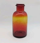 MCM Vintage Blenko Glass Tangerine Amberina Crackle Vase/Jar 10.5" WV Factory