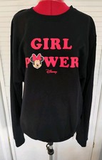 New Disney Slogan Girl Power Black Minnie Mouse Sweatshirt Size Xl/ 14