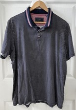 Ted Baker London Polo Shirt Men 6 2XL Navy Blue Short Sleeve Cotton Preppy.