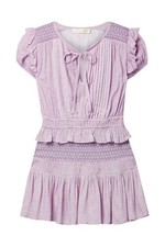 LoveShackFancy Toto Mini Dress Purple Pansy Coquette Floral Ruffle XS