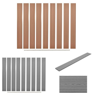 9x WPC Sichtschutz Element Zaunset Bretterzaun Lamellenzaun WPC Latten Steckzaun