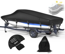 5-ply 1200D Boat Cover, 14-16ft Bass/V-Hull/Tri-Hull, Trailerable, Storage Bag