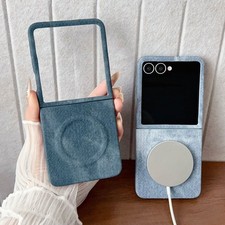 For Samsung Galaxy Z Flip7, Denim Matte Phone Case Wireless Charging Cover