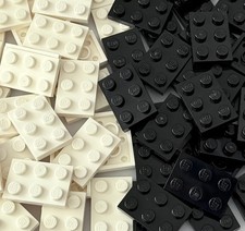 100 Authentic LEGO Basic Plate 2x3 Black White Qty 50 Part No 3021