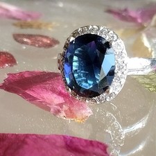 925 Silver Ring Simulated Blue Sapphire Ring Size 6 or 7 Jewelry For Women Gift