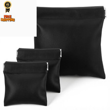 3 Pcs Leather Squeeze Coin Purse Pouch Change Holder Self-Closing Black