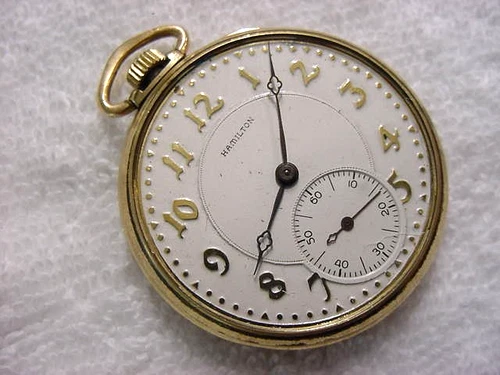 Vintage GOLD FD large antique Art Deco HAMILTON pocket watch