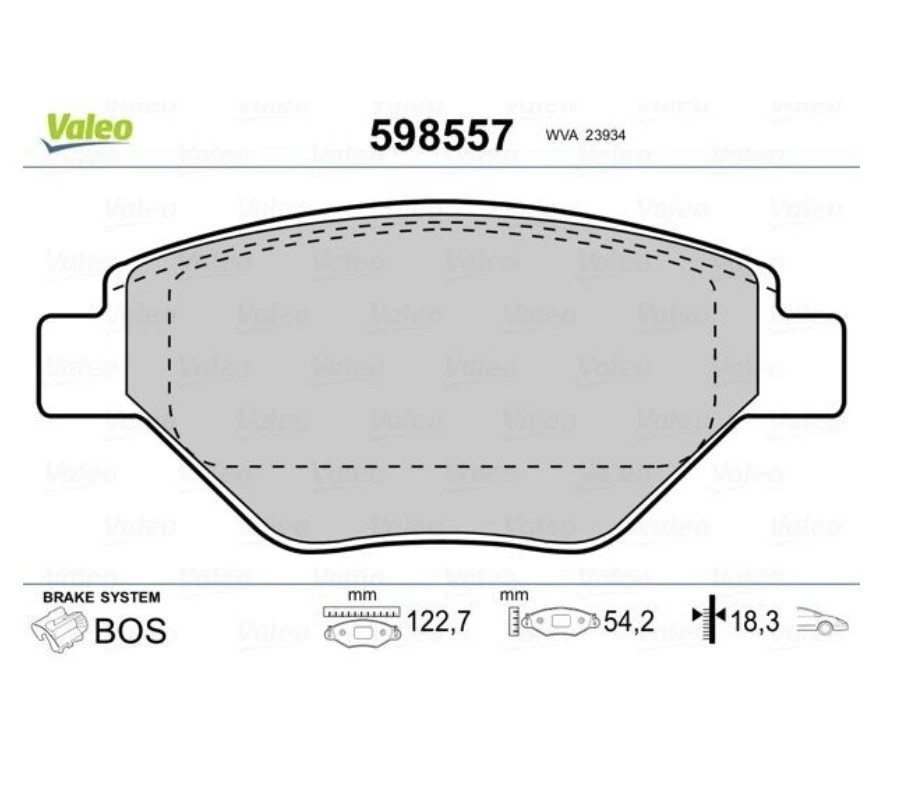 Jeu de 4 plaquettes de frein VALEO 598557 - RENAULT MEGANE - Photo 4/4