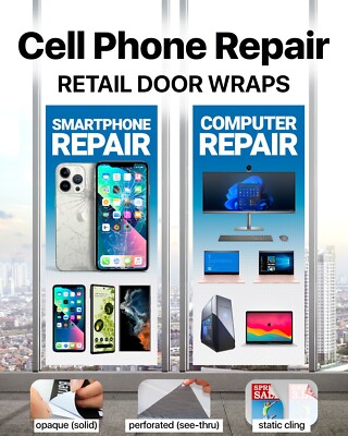 Smartphone Computer Retail Glass Door Window Wraps iPhone sign poster banner