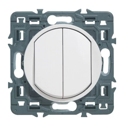 Legrand 99721 - Double Interrupteur Va et Vient CELIANE BLANC avec support mixte