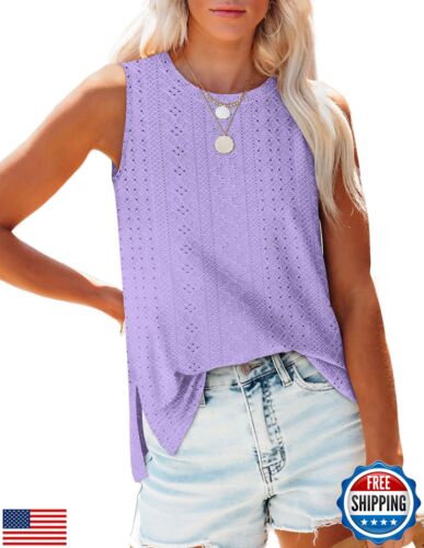 Summer Tank Tops for Women Loose Fit Casual Basic Sleeveless Summer Tops Purp