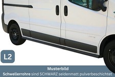 Schwellerrohre SCHWARZ ohne Tritt für Renault Trafic 2007-2013 (L2) Edelstahl Ø6