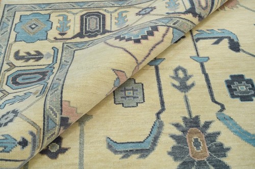 New Oushak Rug Beige Wool Area Rug Contemporary Hand knotted Living Room Rug - Picture 4 of 10
