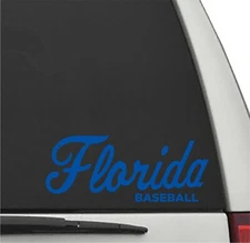 Florida Gators FLORIDA BASEBALL SCRIPT in ROYAL BLUE Cut Vinyl Decal UF Sticker