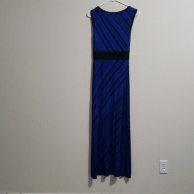 striped dress blue and black Pieces oversized collar detail midi dress in blue & black stripe