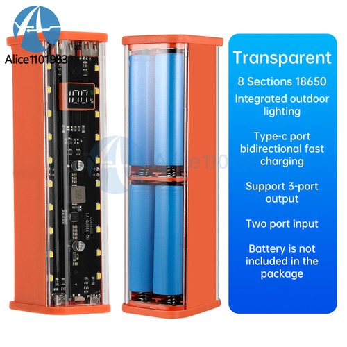 Boîte de batterie transparente 8x18650 kit de bricolage charge rapide boîtier de banque d'alimentation mobile - Photo 26 sur 26