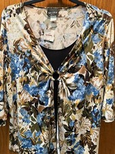 Brittany Black Made in USA Womans 2fer top with glitter accents 3x NWT