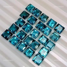 Natural London Blue Topaz Loose Gemstone Earrings Supply Square Faceted 6X6MM