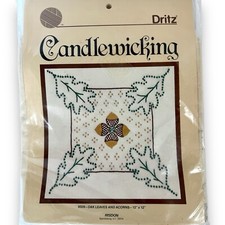 Dritz Candlewicking Complete Kit Needle Embroidery 12x12 Oak Leaves Acorn 9029