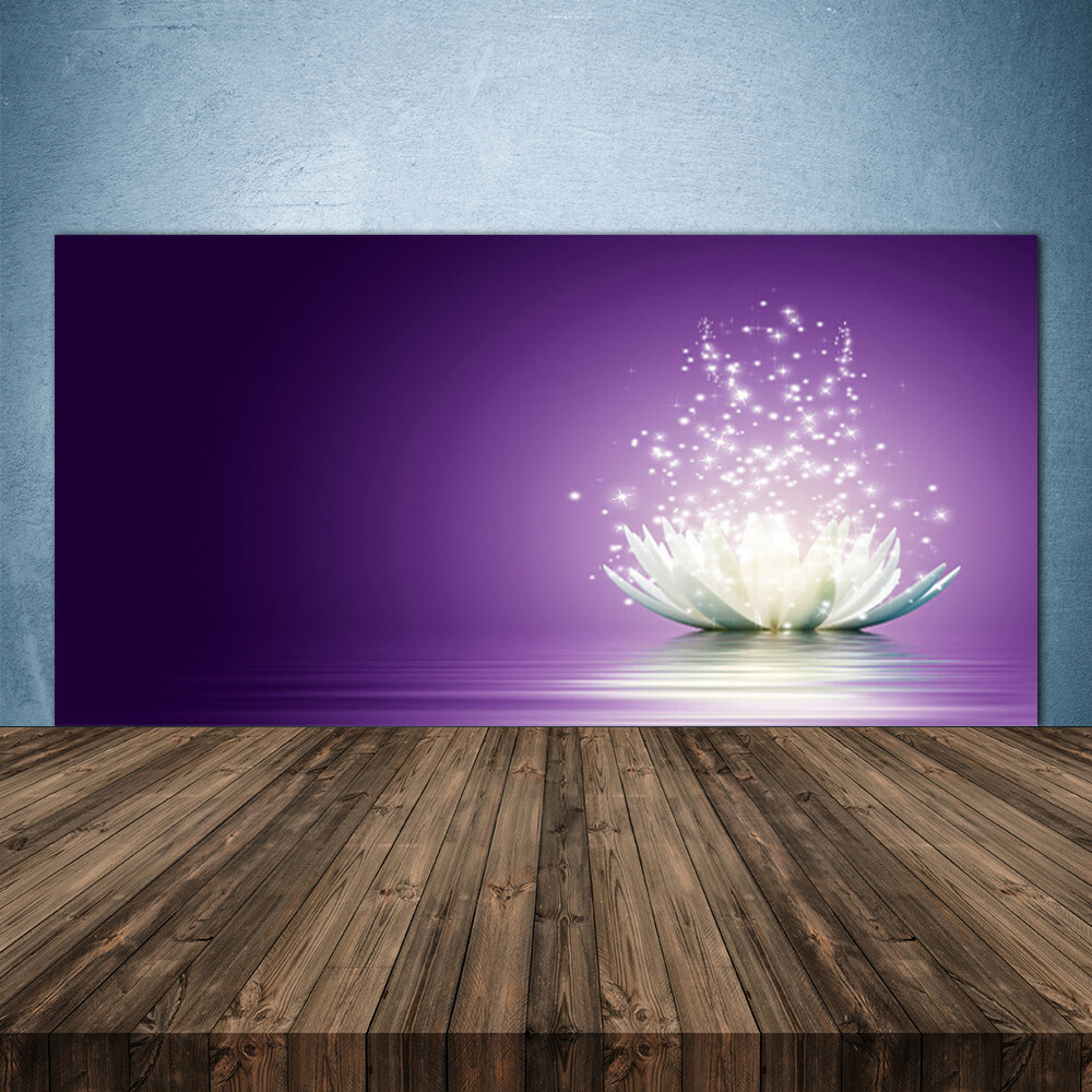 Crédence de cuisine en verre haut de gamme panneau Floral Lotus 140x70