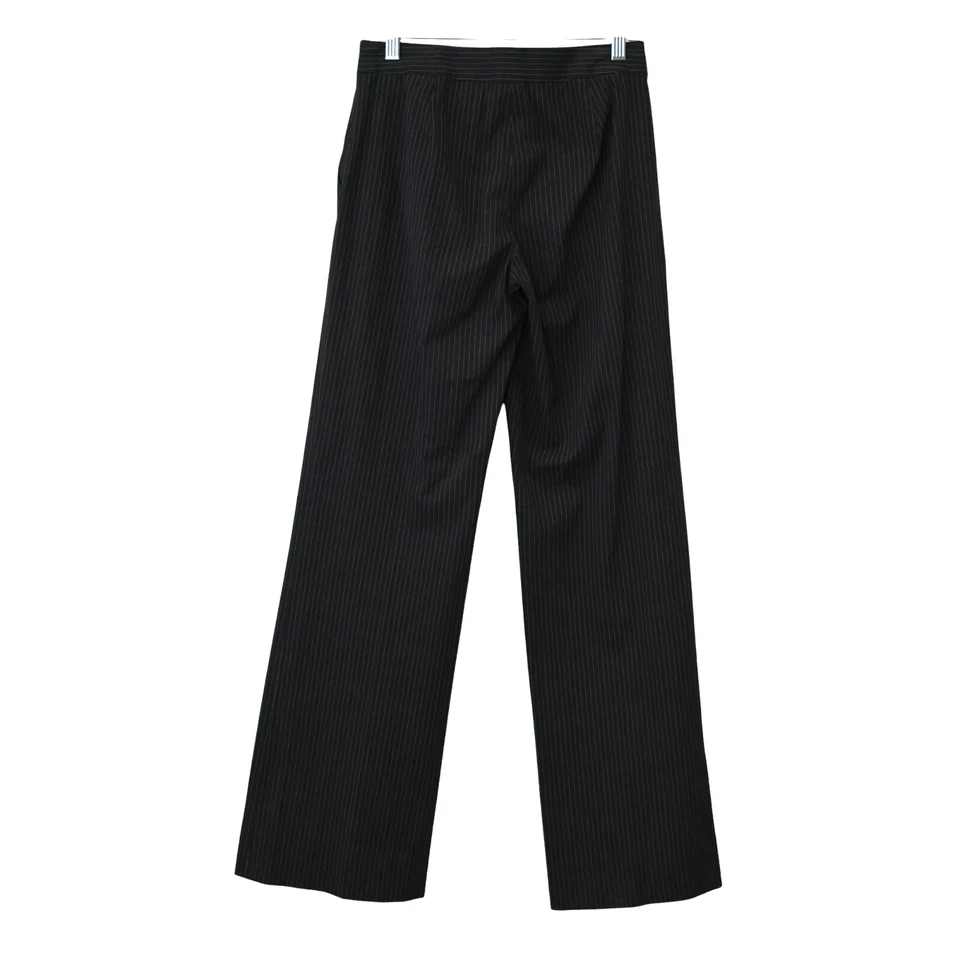 Pantalones de Vestir Etro Talla 38 EE. UU. 2 Negro Blanco Rayas Frente Plano Pierna Ancha Pantalones Foto 2 de 4