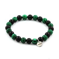Steine Und MinéRaux. Armband Perlen Malachit + Schwarzer Achat 8 Mm. Made IN