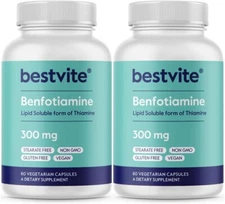 Bestvite Benfotiamine 300mg (120 Vegetarian Capsules) (2-Pack)-No Stearates 