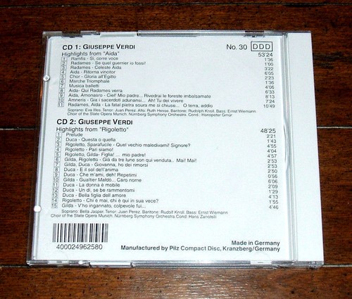2 CDs: Giuseppe Verdi - Aida Rigoletto Highlights (1990, Pilz) German Import - Picture 2 of 4