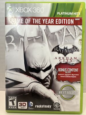 Batman: Arkham City Game of the Year Edition (Microsoft Xbox 360, 2012) No Book