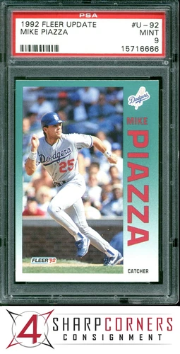 1992 FLEER UPDATE #U-92 MIKE PIAZZA RC DODGERS HOF PSA 9