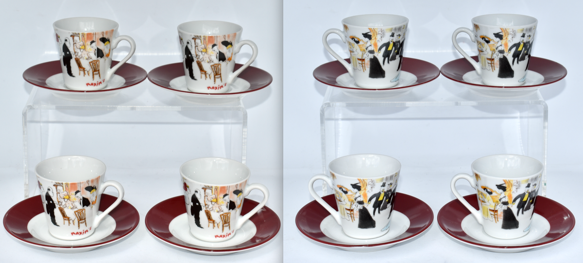 Ensemble de 4 tasses et sous tasses Sarreguemines anciennes