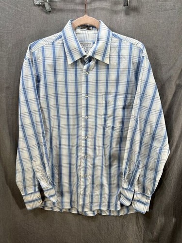 Linea Dome Negligee Hemd mit Knopfleiste Erwachsene M blau weiß kariert langarm Herren.
