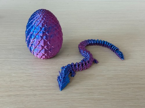 3D Printed Dragon in Egg Night Spirit Articulated Dragon - Picture 11 of 12