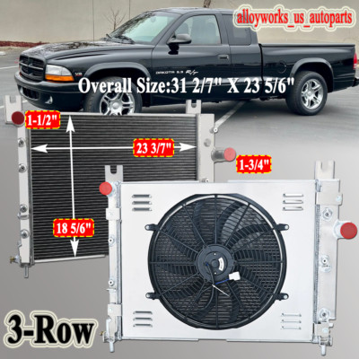3 Row Radiator Shroud Fan For 2000-2004 02 Dodge Durango Dakota 3.7/3.9 ...