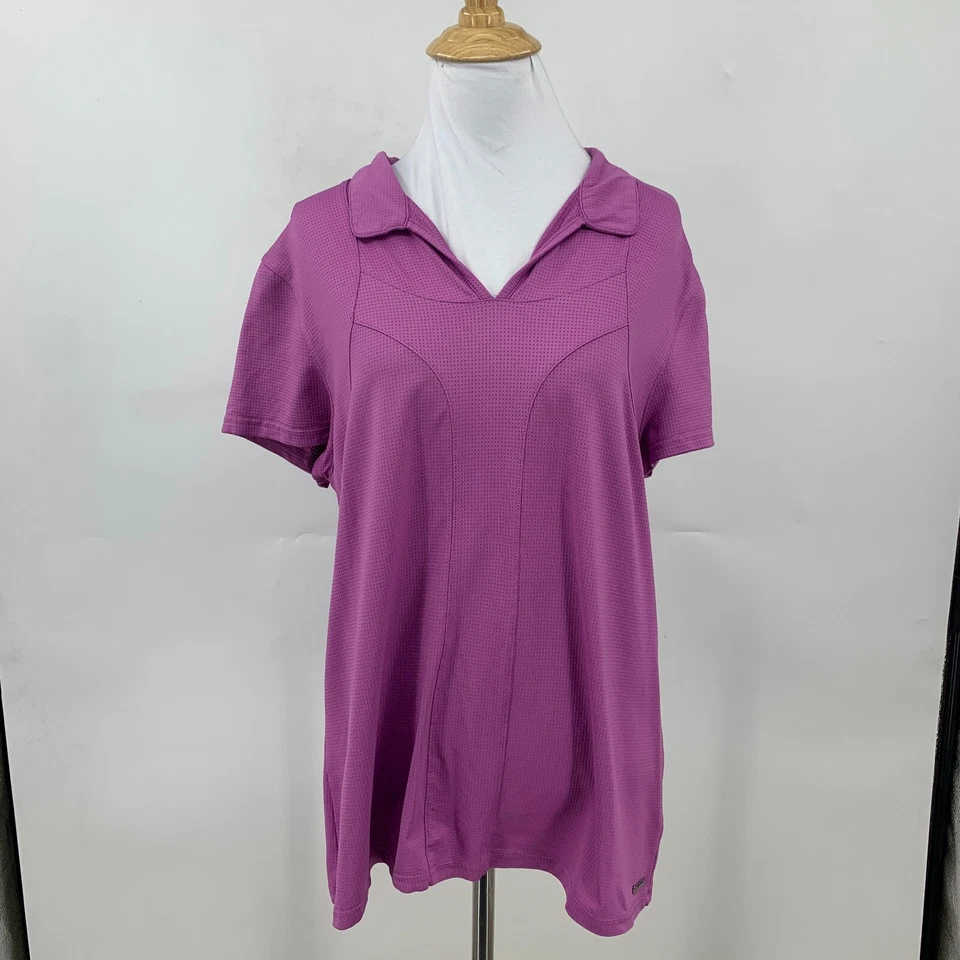 Polo de golf Lija para mujer XL extra grande púrpura cuello en V mezcla de nailon atlético Foto 2 de 4
