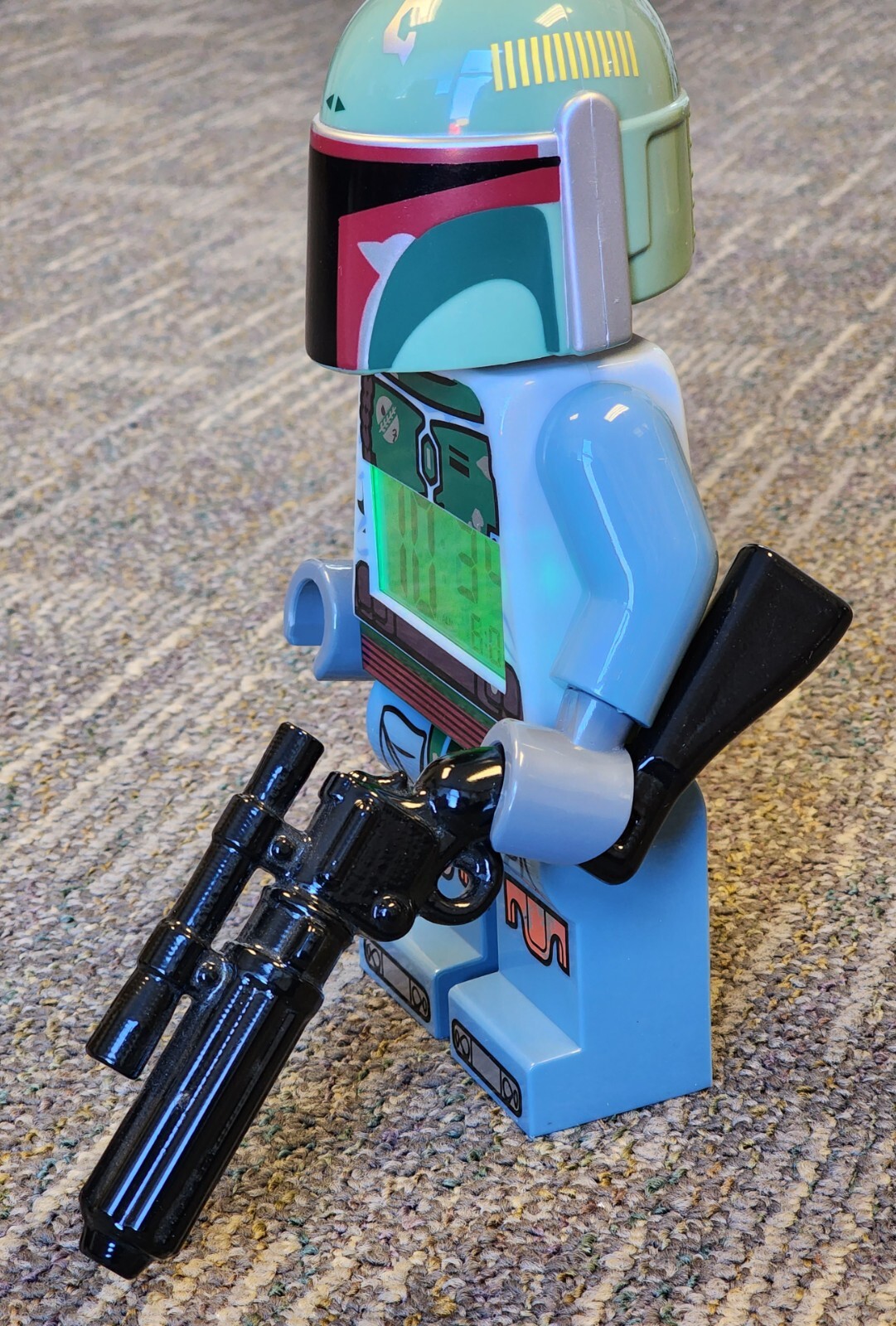 LEGO Star Wars Boba Fett Alarm Clock 2013 - with Custom BrickArms EE-3 Blaster