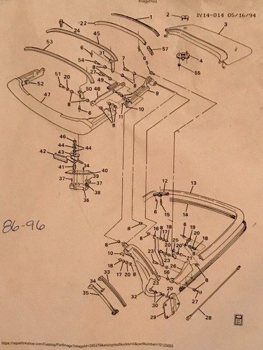 Corvette 1986-1996 convertible parte superior plegable brazo interior derecha usado GM # 1059058 - Imagen 3 de 3