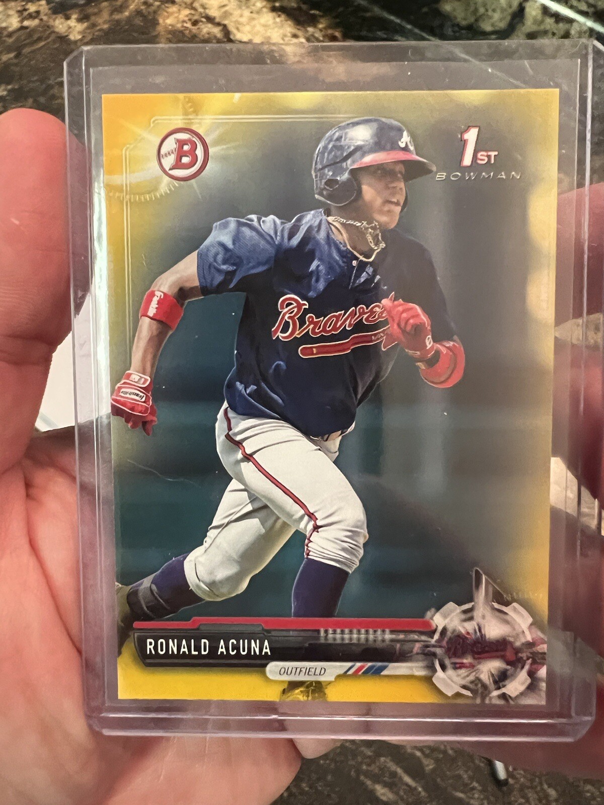 RONALD ACUNA 2017 BOWMAN PROSPECTS #BP127 BRAVES YELLOW ROOKIE CARD RC T1545