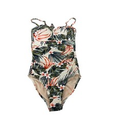 Kona Sol Pique Bandeau Classic One Piece Swimsuit Womens Size M Floral NWT