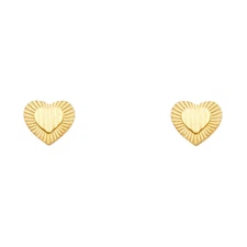 Ioka - 14K Yellow Gold Heart Post Push Back Earrings